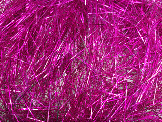 Pink foil tinsel background, Shimmer shiny pink tinsel shred festive, wedding, birthday party, Christmas decorations