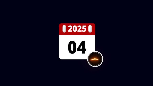 2025 year daily calendar date icon isolated animation , Daily date 04 day text. calender business icon animation motion graphic, business schedule symbol animated