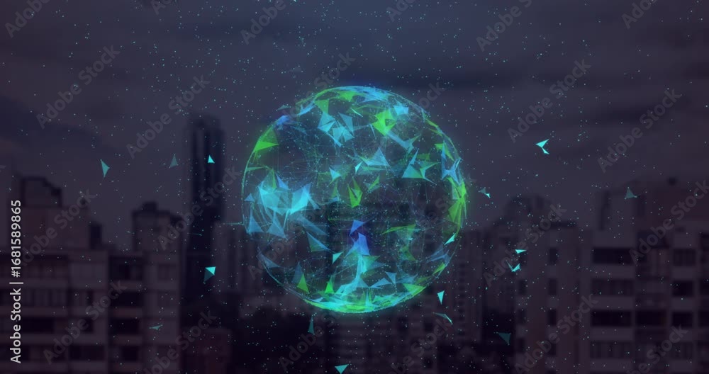 Aufkleber animation of globe and numbers rotating in digital space