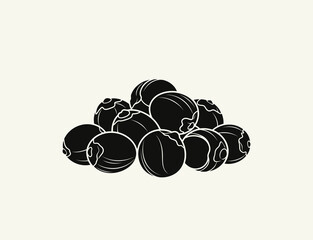 Pile of black berries in a simple drawing design