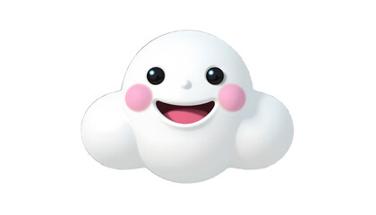 Happy cloud character cartoon white cute smiling cheerful isolated 3D illustration joyful playful