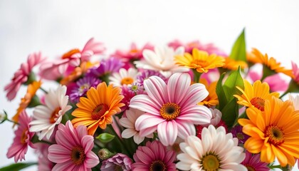 Fototapeta premium Vibrant bouquet of assorted blooms, soft focus background, closeup, blossom