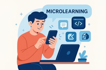 Microlearning illustration showcasing online education and technology integration for modern