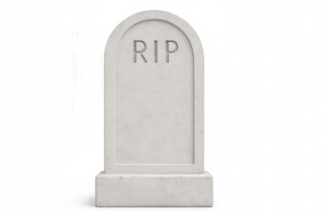 Isolated gravestone bearing rip marking, symbolizing mortality and commemorative grief against neutral backdrop