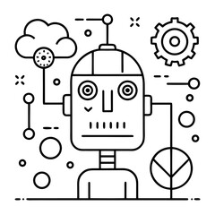 retro robot vector illustration art