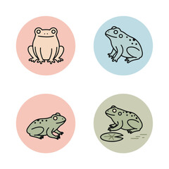Fototapeta premium Frog icons Amphibians in circles