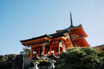 Kiyomizu dera temple standing majestically on a hillside in kyoto