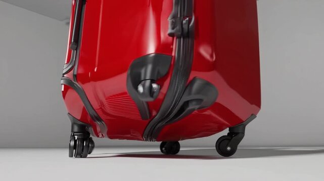 close-up rendered set of vibrant red suitcase mock-ups displaying various angles and sides for presentation