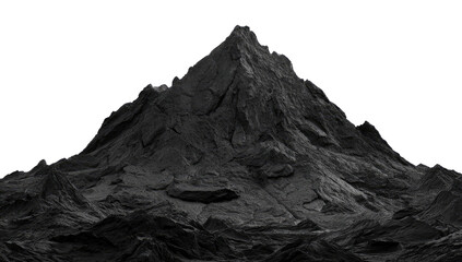 Dark, jagged mountain peak against a transparent background