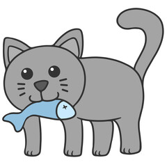 gray cat illustration
