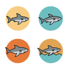 Fototapeta premium Sharks with colored circle background