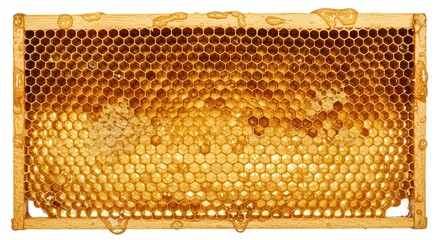 A close up of a honeycomb frame filled with golden honey gourmet, delicious, cuisine, food photography, background