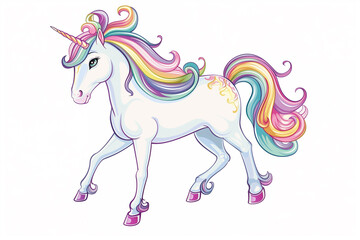 Cartoon Unicorn with a Rainbow Mane