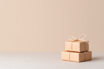 Minimalist composition featuring two neatly stacked gift boxes o