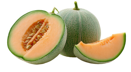 Fresh cantaloupe, whole and sliced, vibrant colors (1)