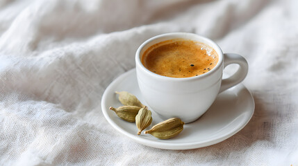 Obraz premium Arabic coffee with cardamom in a finjan cup