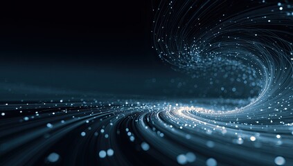 Abstract swirling vortex of light streaks and particles