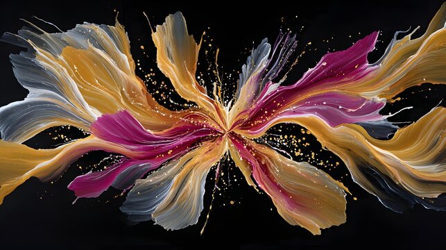 Dynamic Abstract Art with Colorful Waves and Energetic Flow against a Black Background