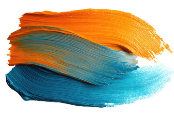 Abstract paint stroke, vibrant orange and teal