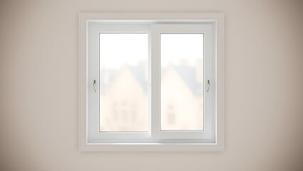Closed window with soft natural light filtering through, minimalistic room setting.