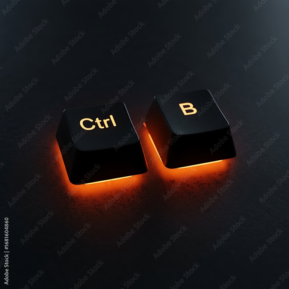 Poster boldly create with ctrl b shortcut glowing on dark background