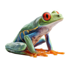 Fototapeta premium Colorful Red Eyed Tree Frog Sitting on White Background