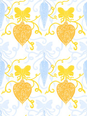 Ornaments and ribbons Christmas seamless pattern