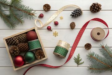 Charming Christmas decor arranged for crafting festive holiday joy and seasonal celebrations PNG