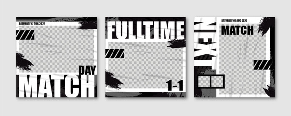 Sport Social Media Post Template , Football Match Day , Full Time , Next Match