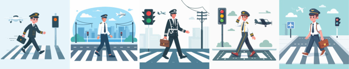 Obraz premium pilot vector crossing the road