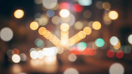 Captivating Nighttime Urban Scene: A Distinct Focus on Blurred City Lights and Traffic, Creating an Atmosphere of Vibrant Energy and Motion - Powered by Adobe