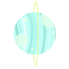 ポップでカラフルな宝石のようなブルーグリーンのかわいい天王星イラスト