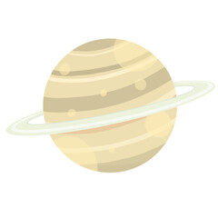 ポップでかわいい水玉とストライプの土星イラスト