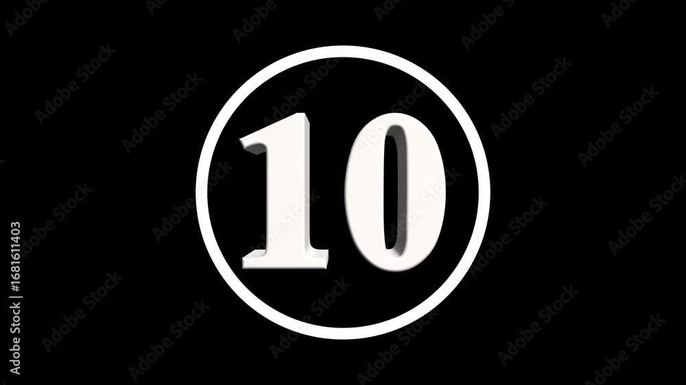 Poster abstract 10 number. educational mathematics 10 text animation on black background. 4k motion graphic
