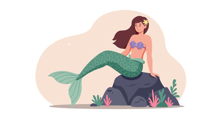 Fototapeta premium Mermaid on rock (4)