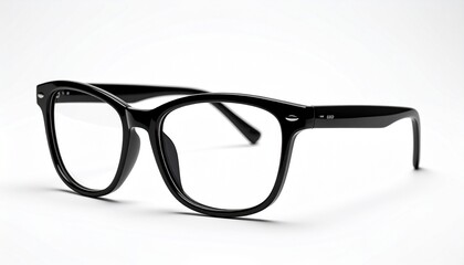 Classic black-rimmed rectangular eyeglasses on a white surface—minimalist optical accessory for fashion, vision care, or lifestyle branding."