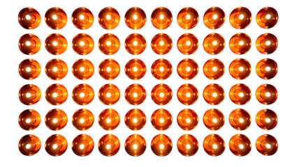 Square panel with circular bulbs arranged in grid lighting illustration on white background