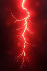 Red Lightning Bolt in Dark Stormy Sky with Electric Energy Glow