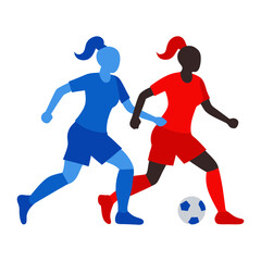 Vector art illustration of a female soccer player