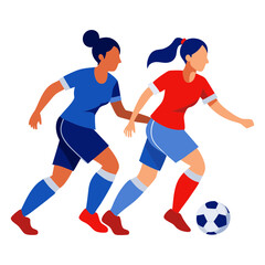 Vector art illustration of a female soccer player
