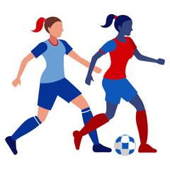 Vector art illustration of a female soccer player