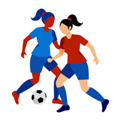 Vector art illustration of a female soccer player