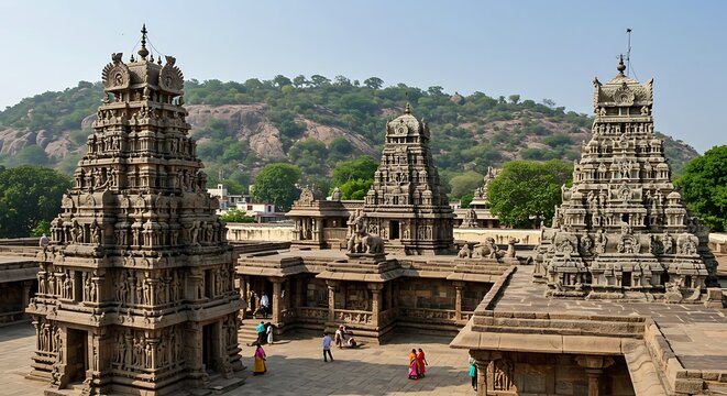 Ancient Indian Temple Complex with Intricate Architecture.