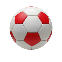 Fototapeta premium Vibrant Red and White Soccer Ball Isolated on White, Perfect for Sports, Play, and Championship Concepts
