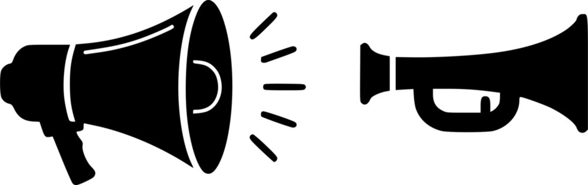 megaphone silhouette, minimal car horn icon vector illustration
