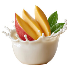 Fresh Fruit in Creamy Splash Scene, PNG clip art element with transparency