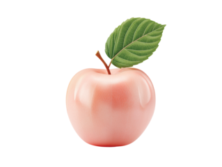 Pastel Organic Apple with Leaf Healthy Food 3d icon Eco isolated on transparent White background png