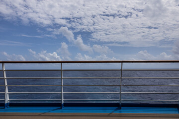 Beautiful ocean horizon photo taken from a cruise ships balcony deck vivid cloudscape