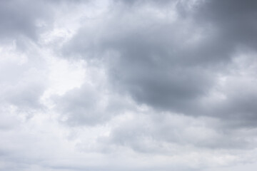 Dreary overcast cloudscape light and dark gray clouds on moody day