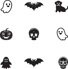 Collection of Happy Halloween Icons. Halloween vector art illustrator